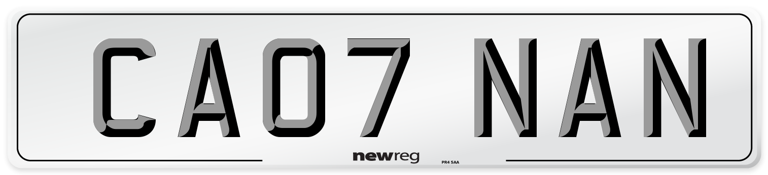 CA07 NAN Number Plate from New Reg